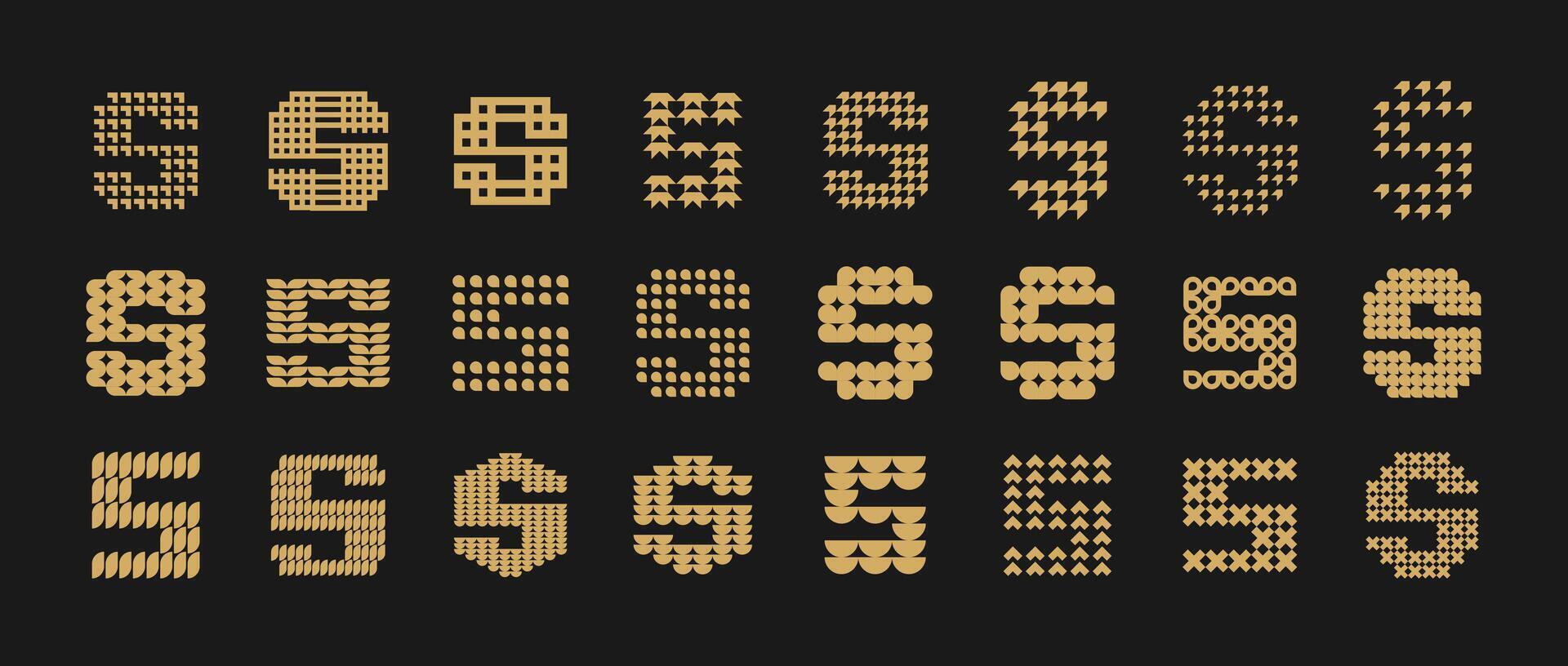 Set of luxury geometric letter S logo design vector