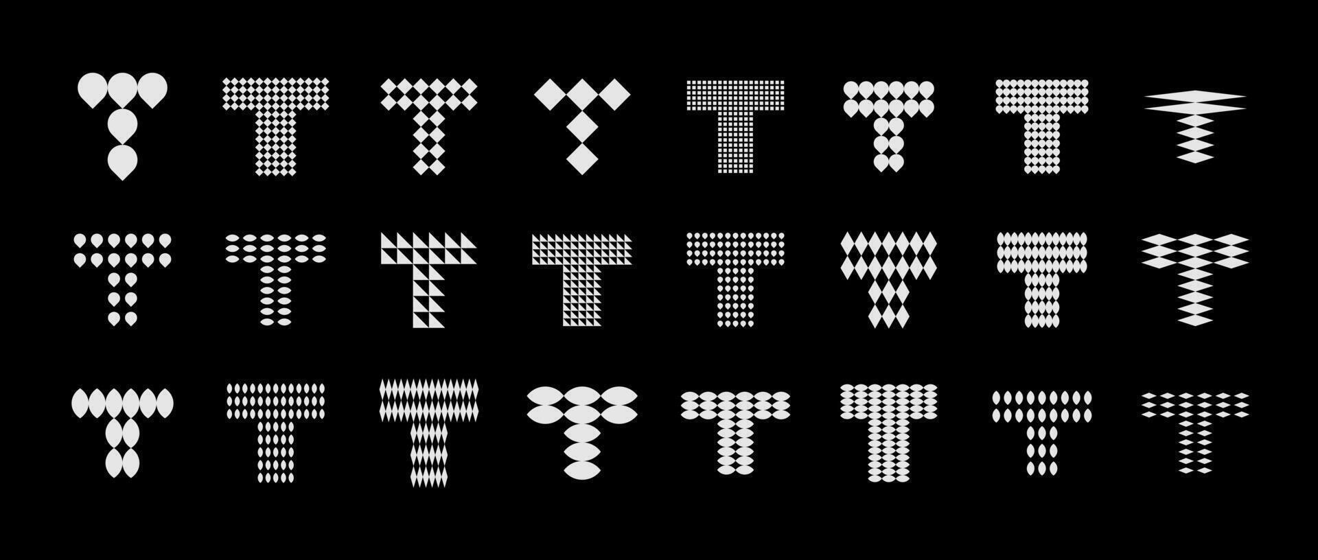 Modern technology letter T logo branding set vector