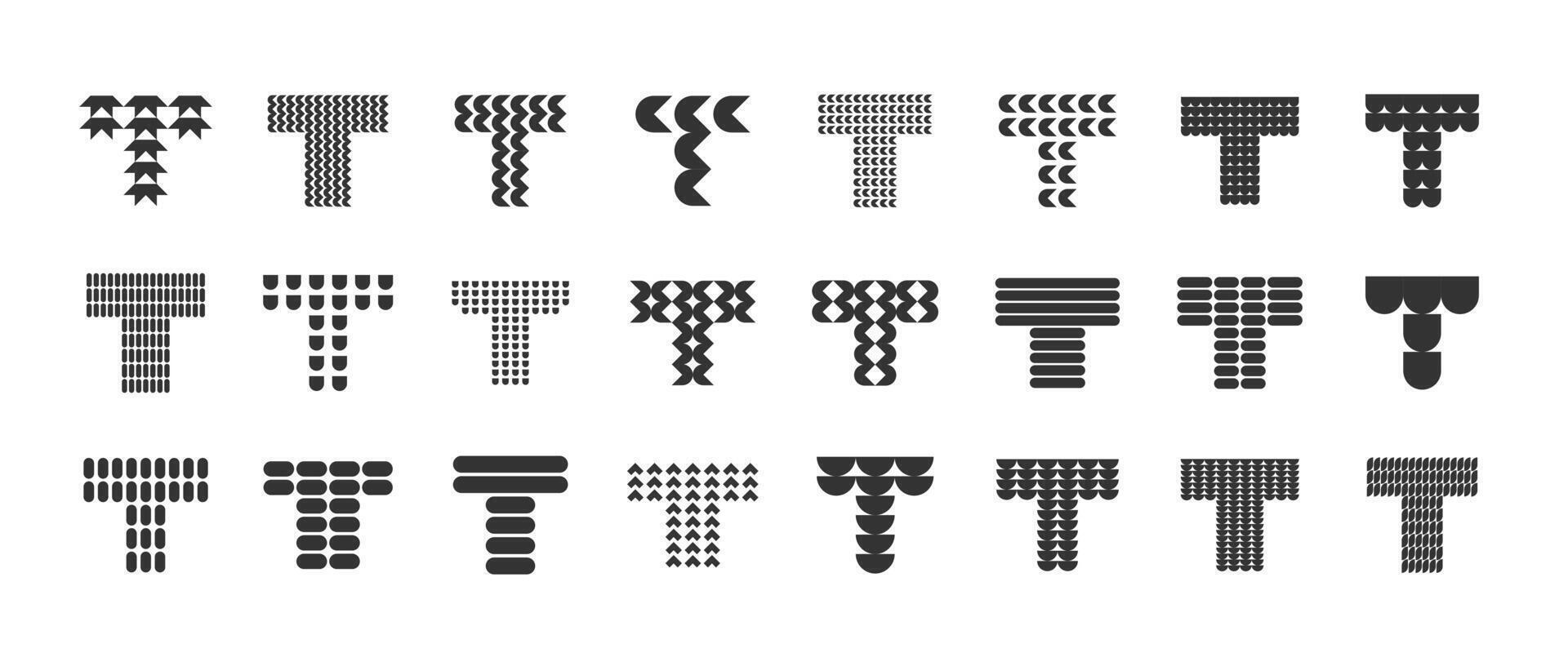 Modern decorative letter T logo graphic set vector