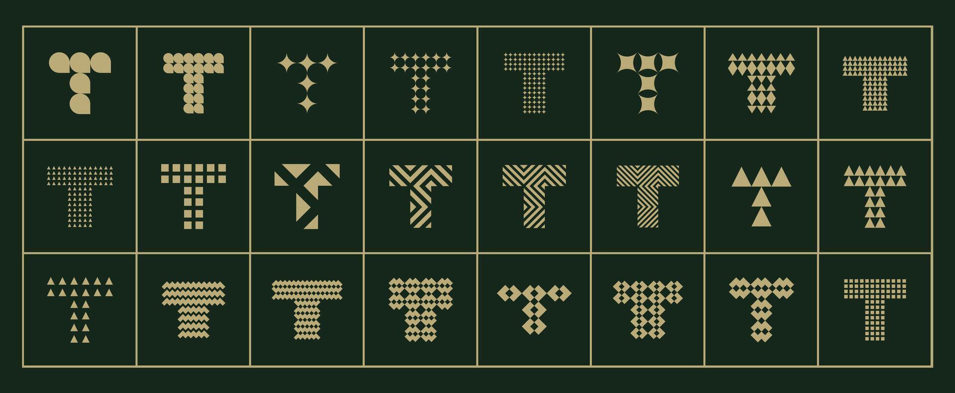 Luxury flat abstract letter T logo set vector