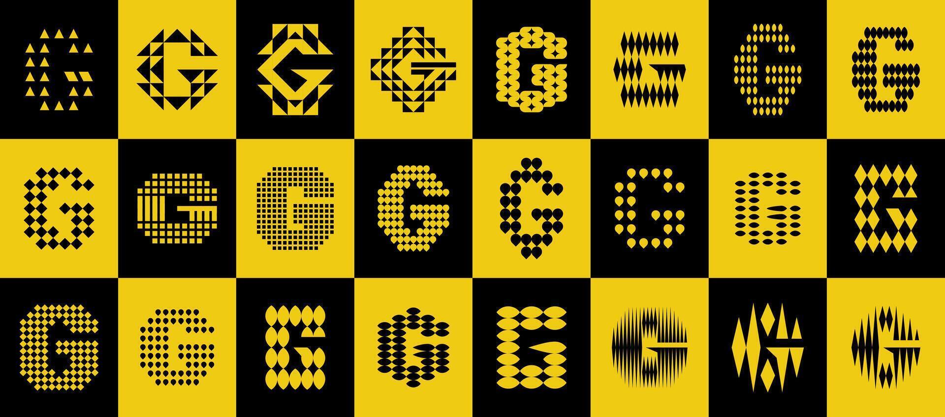 Set of geometric abstract initial letter G logo vector