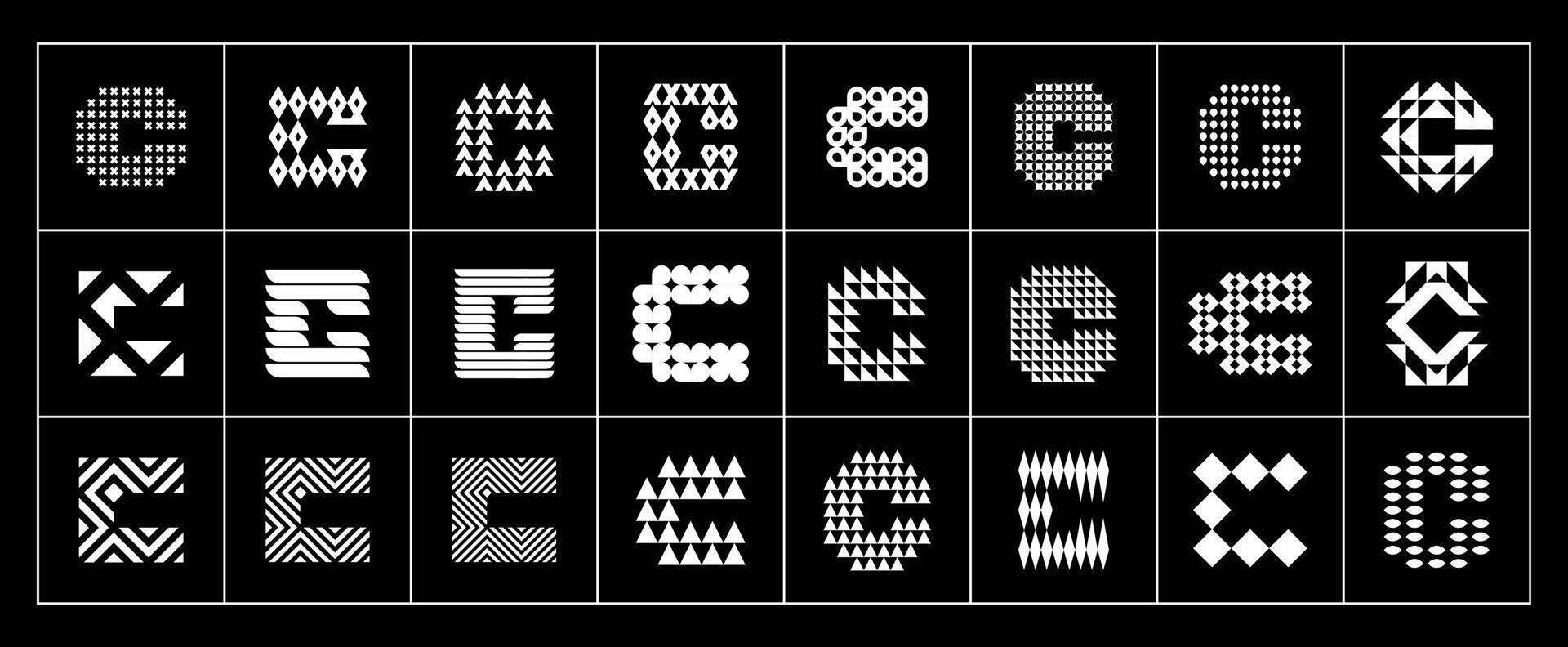 Bundle of decorative abstract letter C logo design vector
