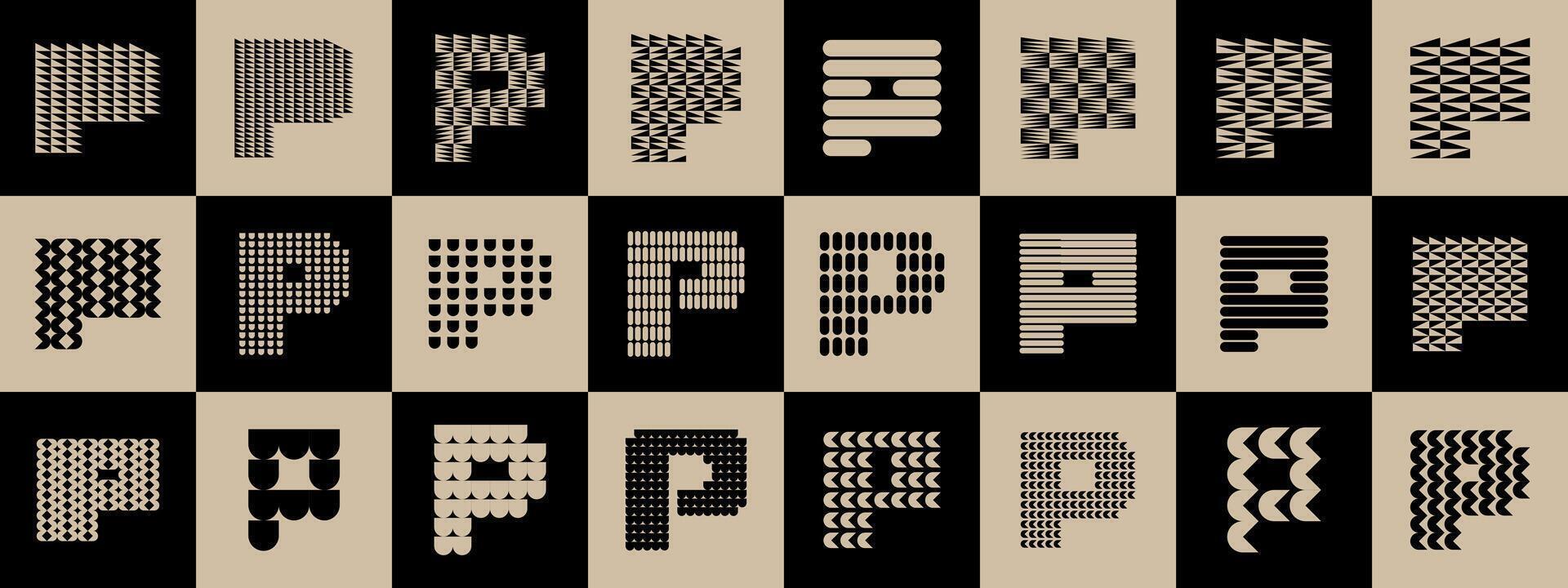 Elegant abstract shape letter P logo design set vector
