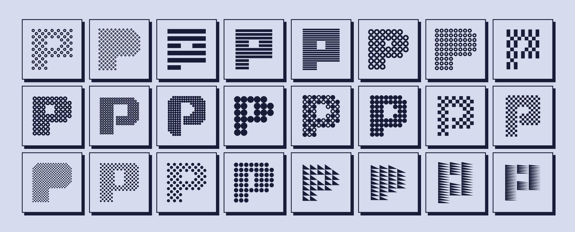 Modern technology letter P logo design set vector