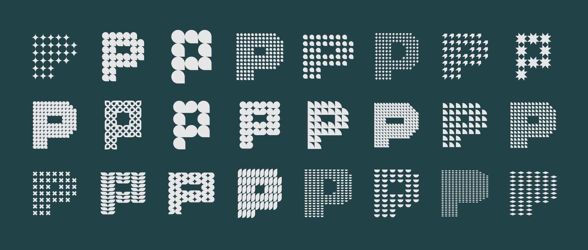 Luxury abstract initial letter P logo design set vector