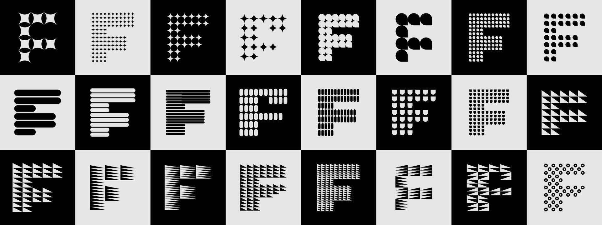 Abstract shape initial F letter logo collection vector