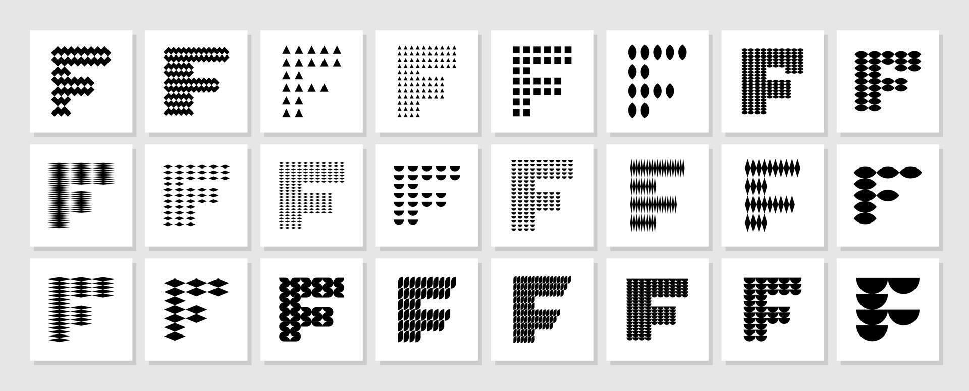 Modern flat abstract letter F logo symbol set vector