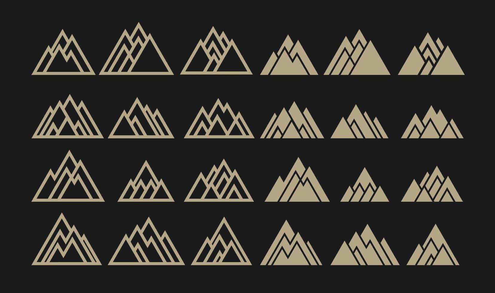 Simple line mountain peak logo icon set vector