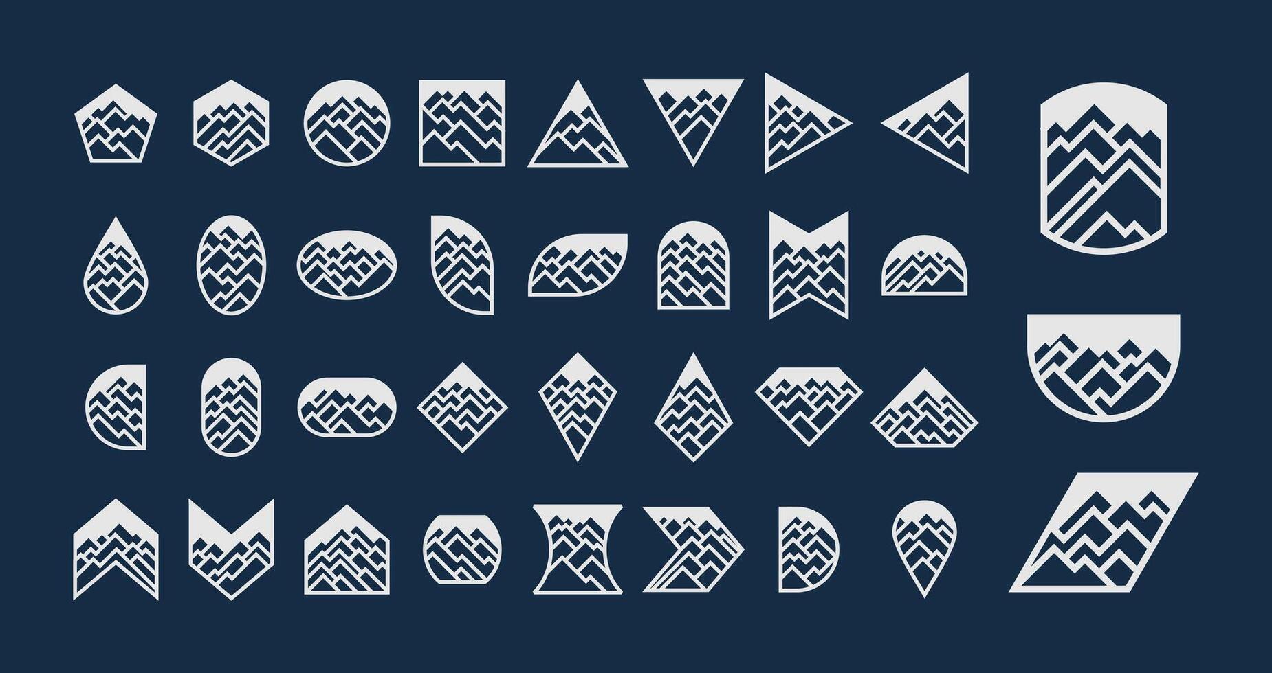 Flat basic shape mountain logo icon set vector