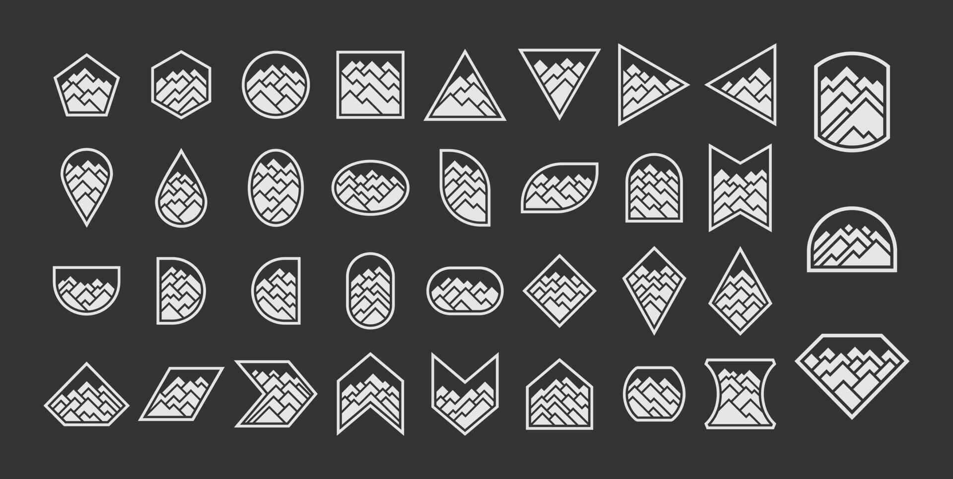 Collection of abstract line mountain peak logo vector