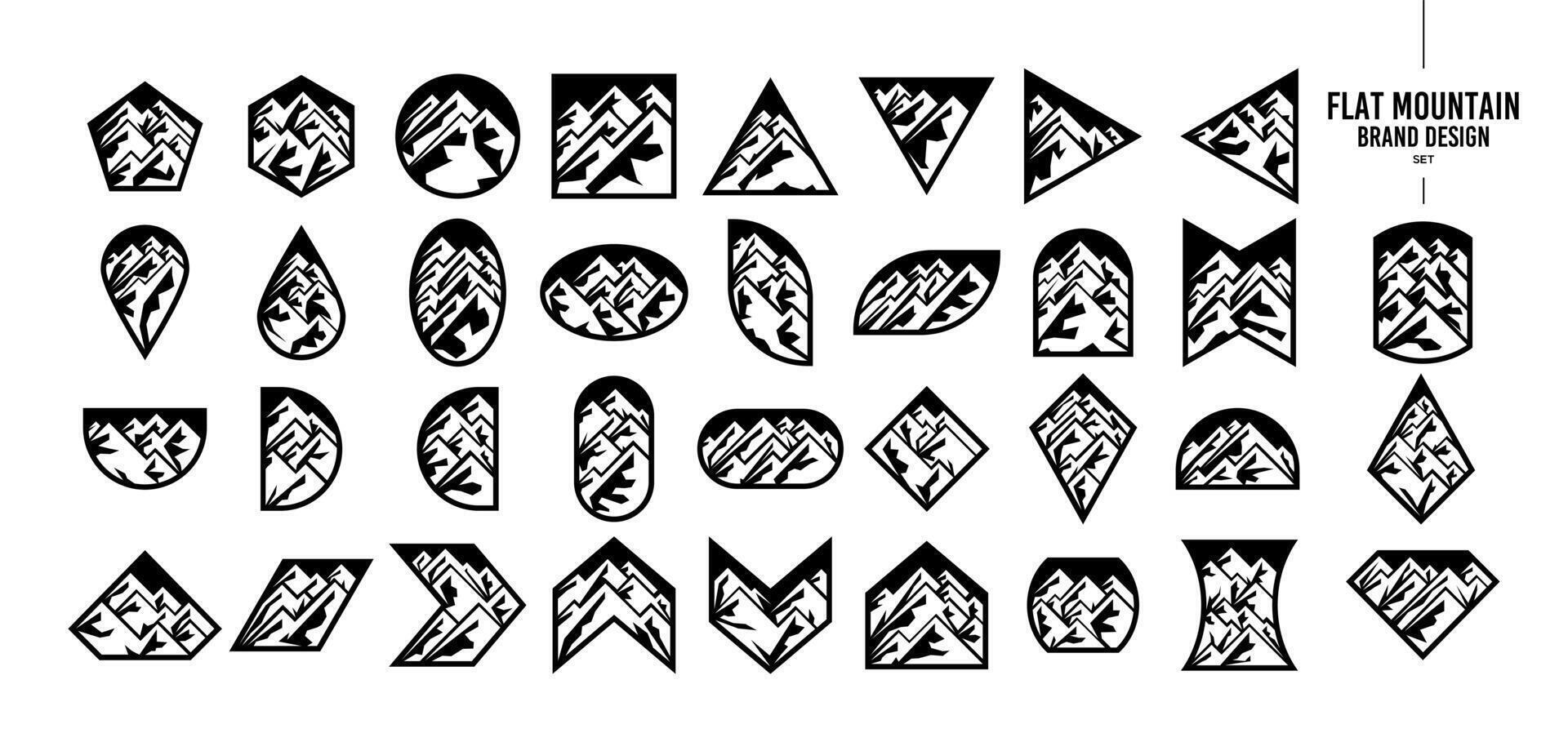 Silhouette of abstract mountain logo design set vector