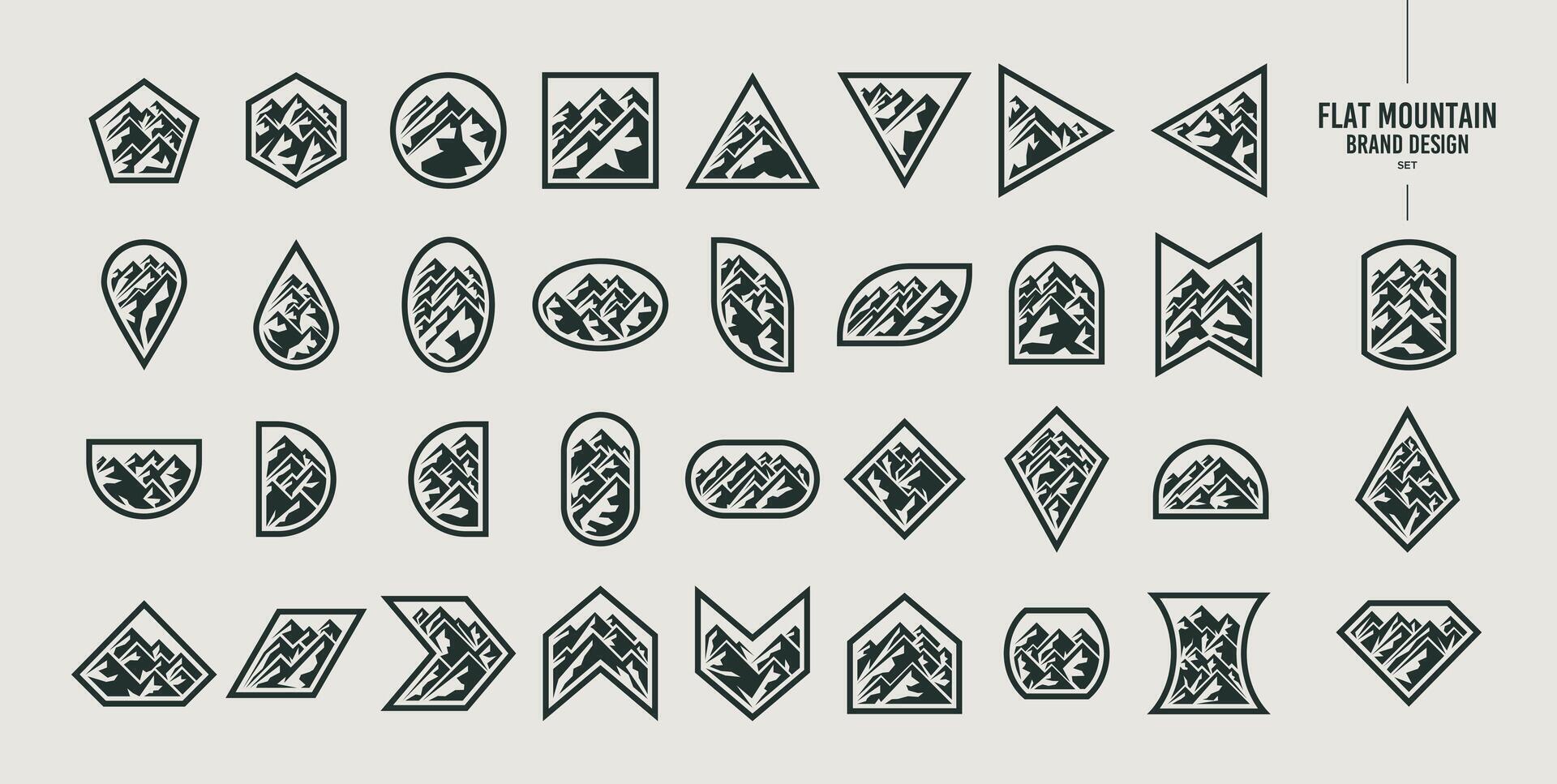 Set of basic shape mountain peak logo design vector