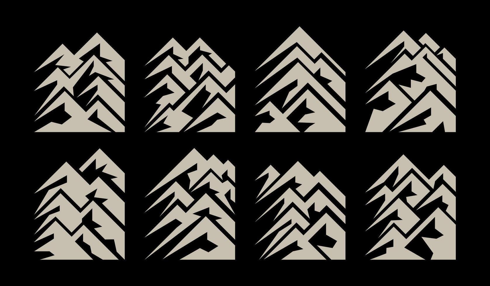 Luxury abstract mountain range square logo set vector