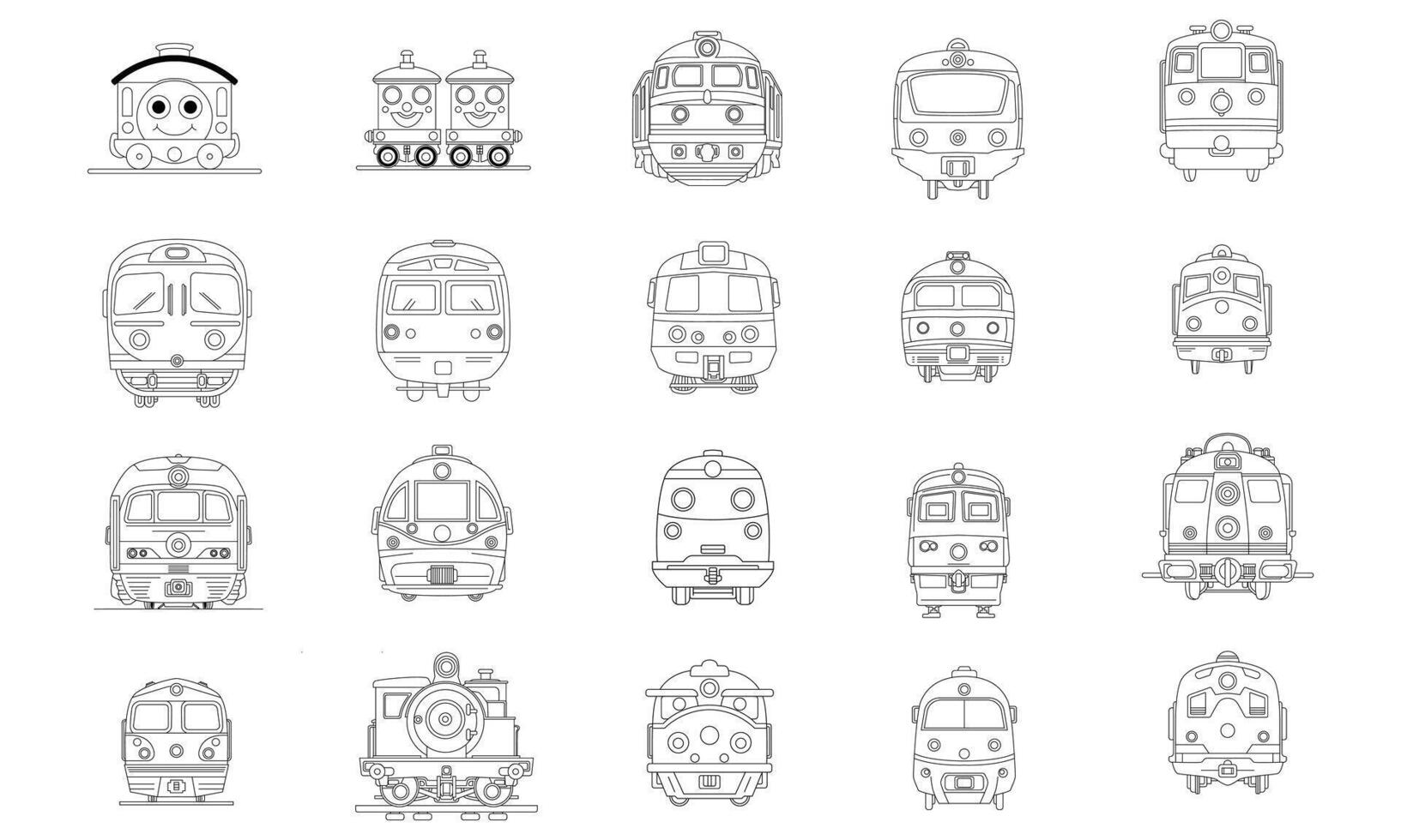 train handdrawn collection vector