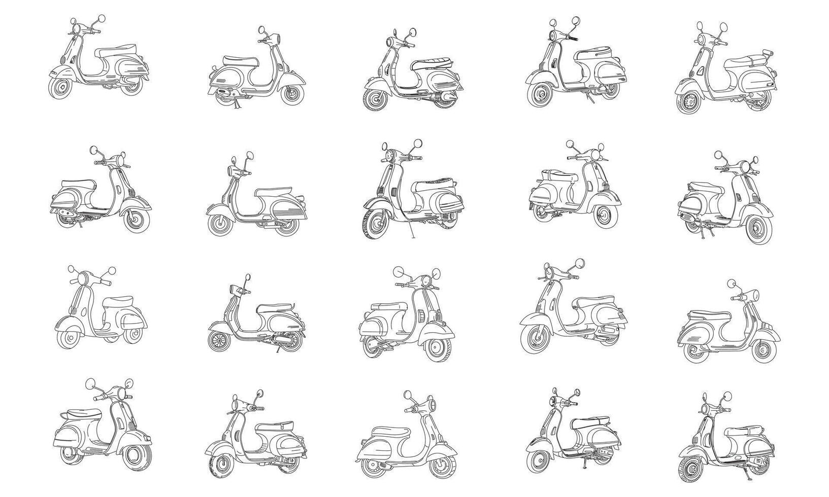 vespa handdrawn collection vector