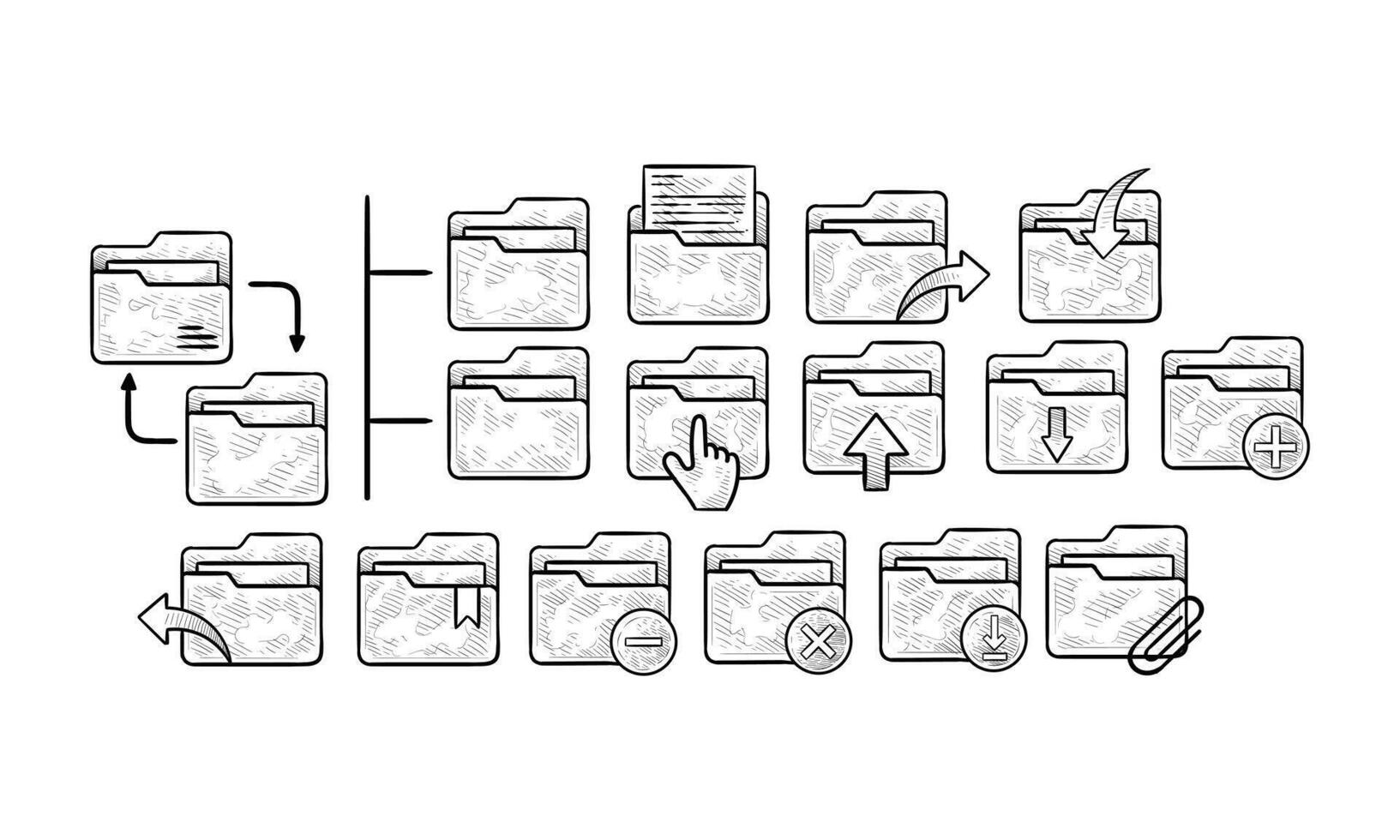 folder icon handdrawn collection vector
