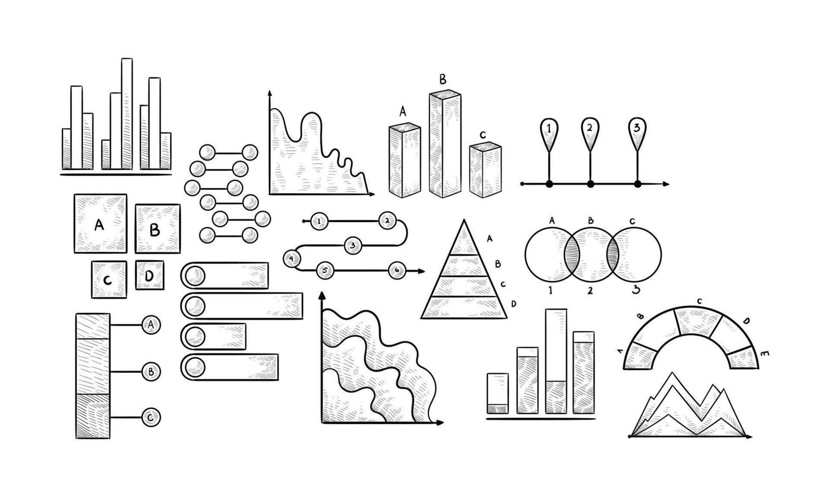 graphic diagram handdrawn collection vector