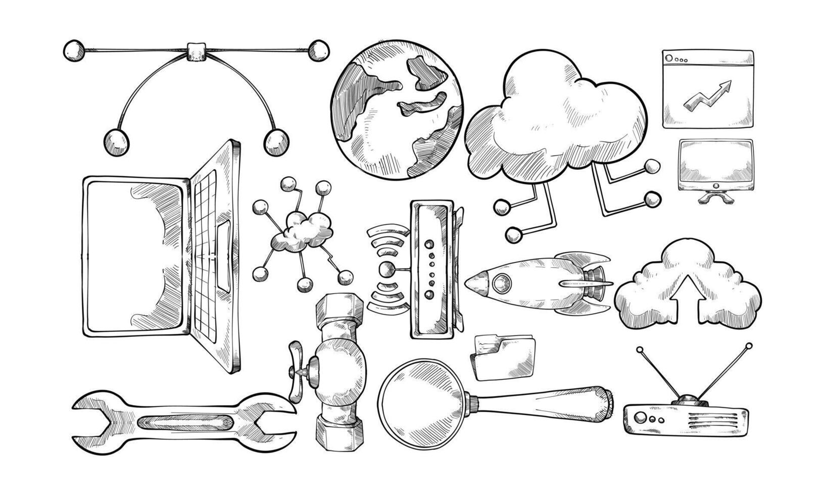Web Hosting handdrawn collection vector