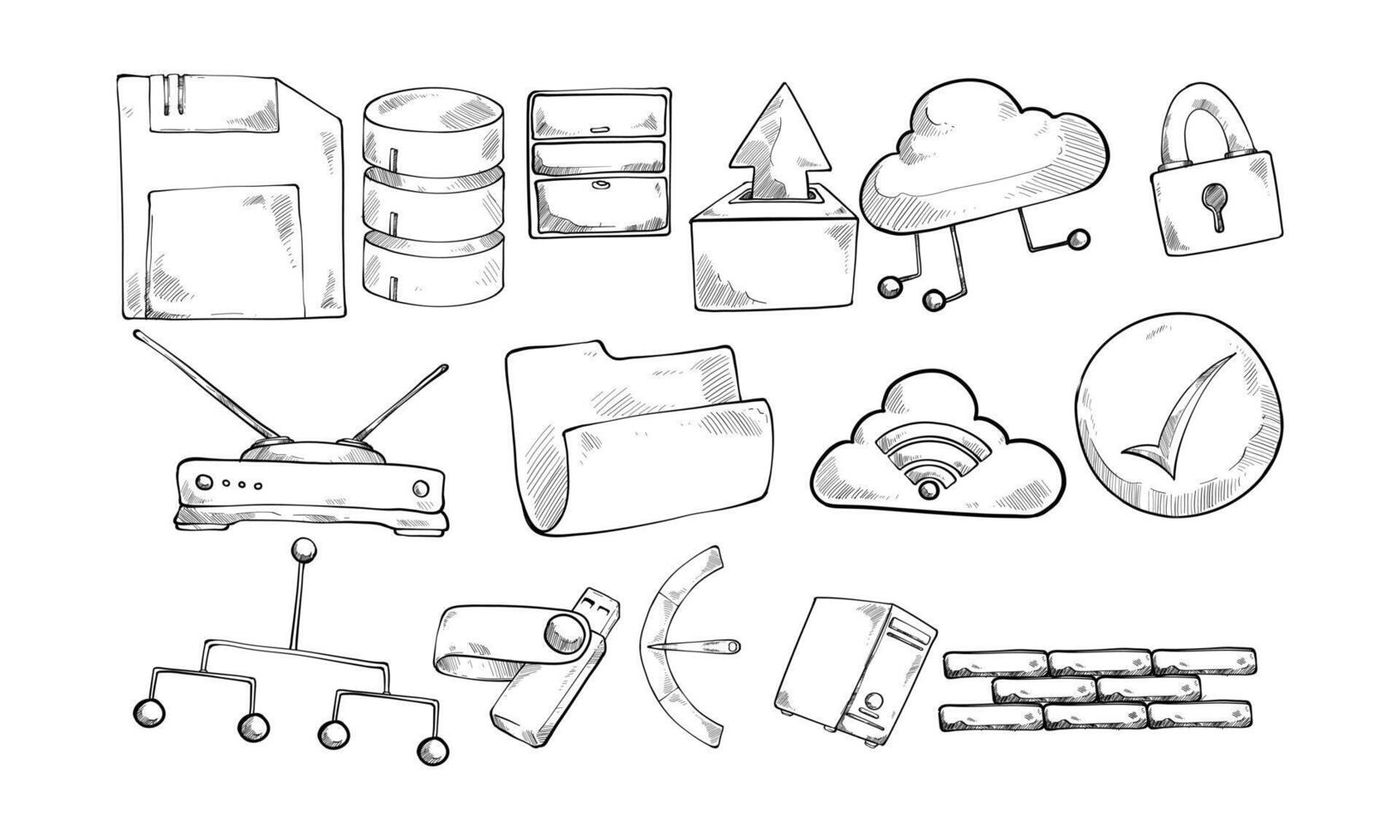 Cloud Computing handdrawn collection vector