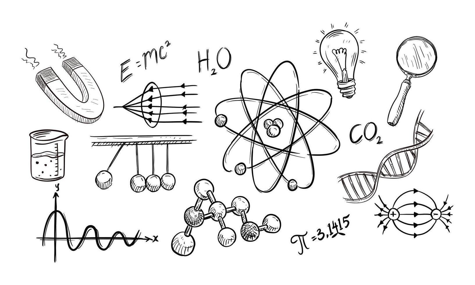 physics handdrawn collection vector