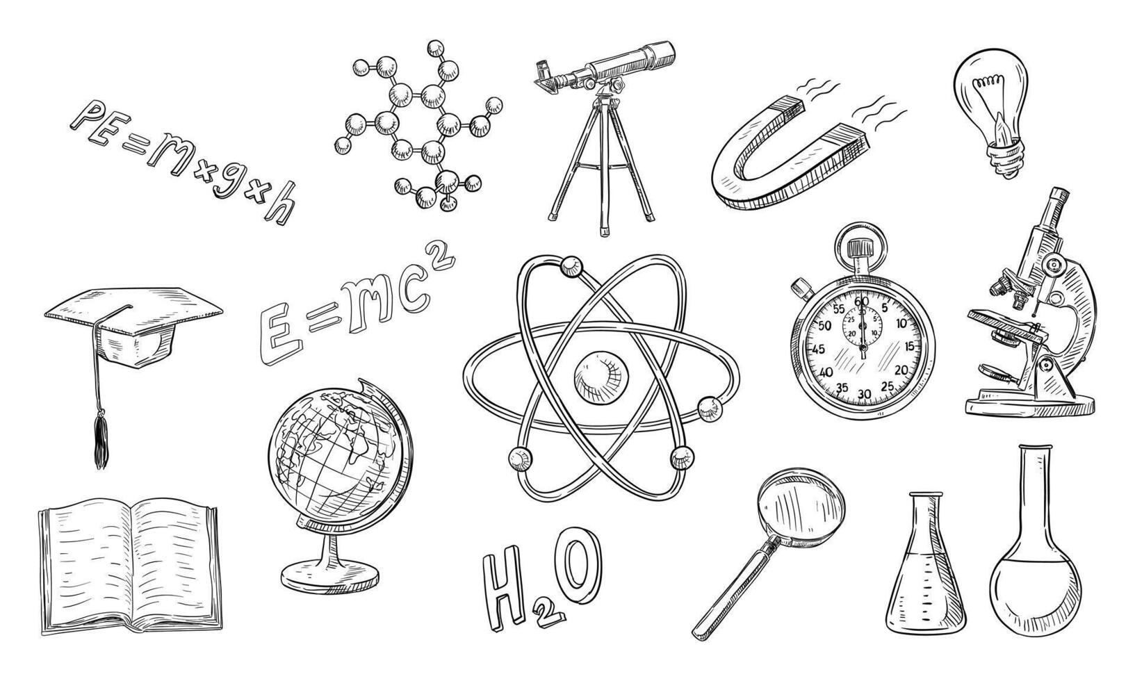 physics handdrawn collection vector