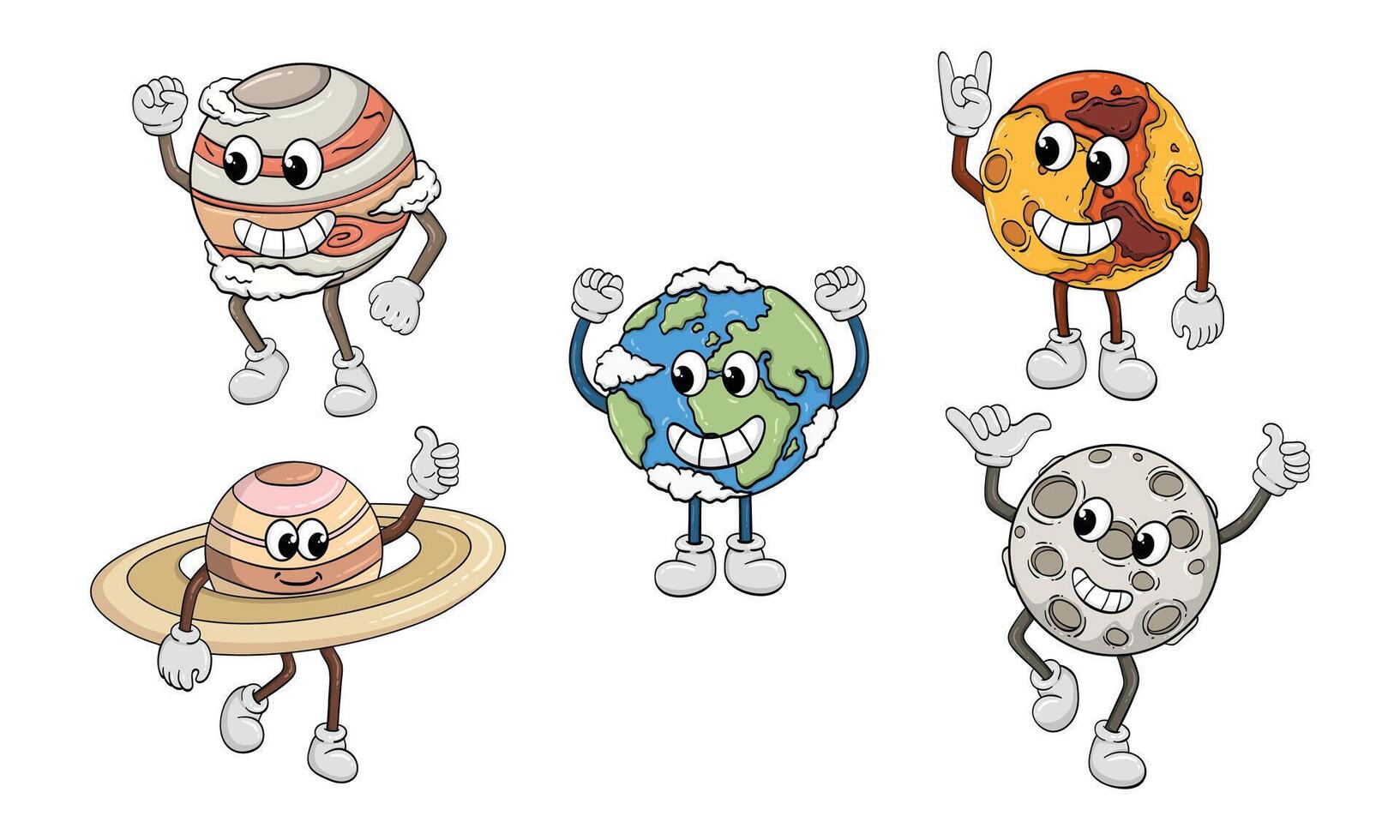 planet character collection vector