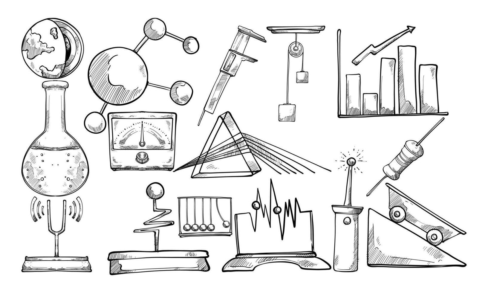 physics experiment handdrawn collection vector