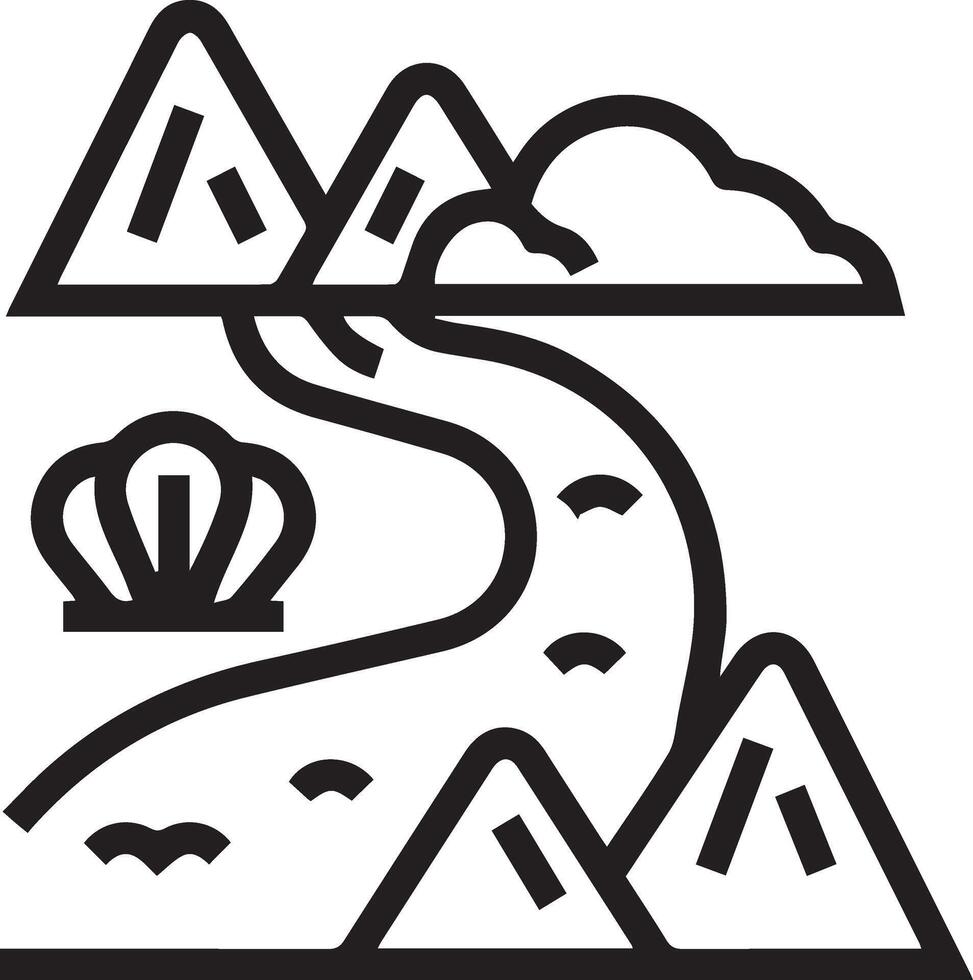 A black and white illustration of a mountain range vector
