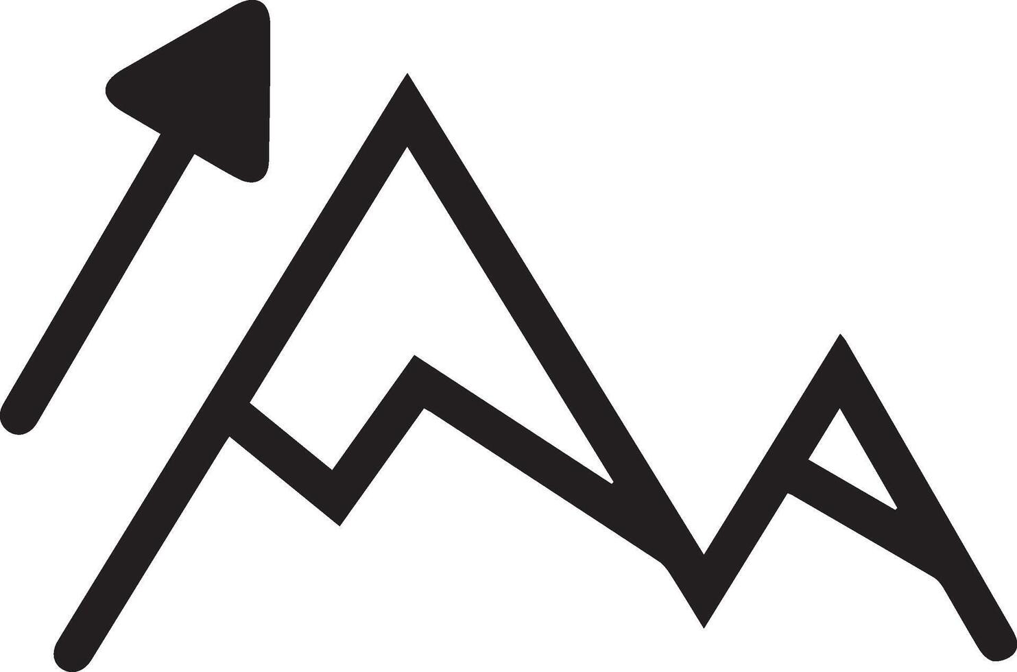 A black and white logo of a mountain with arrows vector