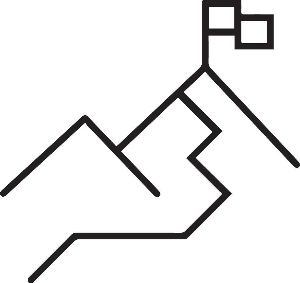 A black and white line drawing of a mountain vector