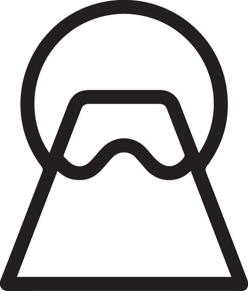 A black and white icon of a mountain vector