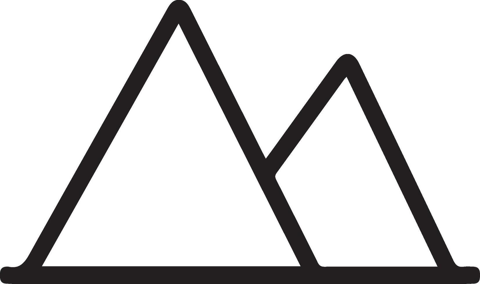 A mountain icon with a black outline vector