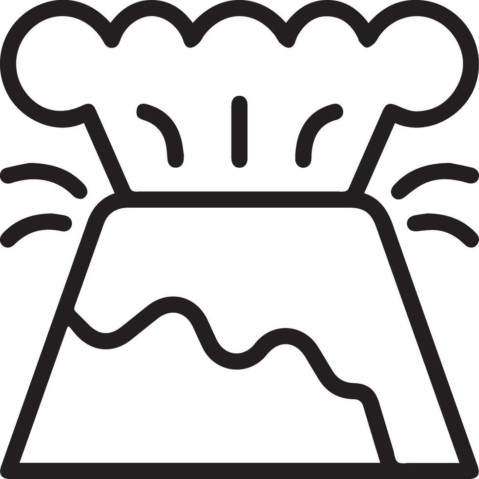 A black and white icon of a volcano vector