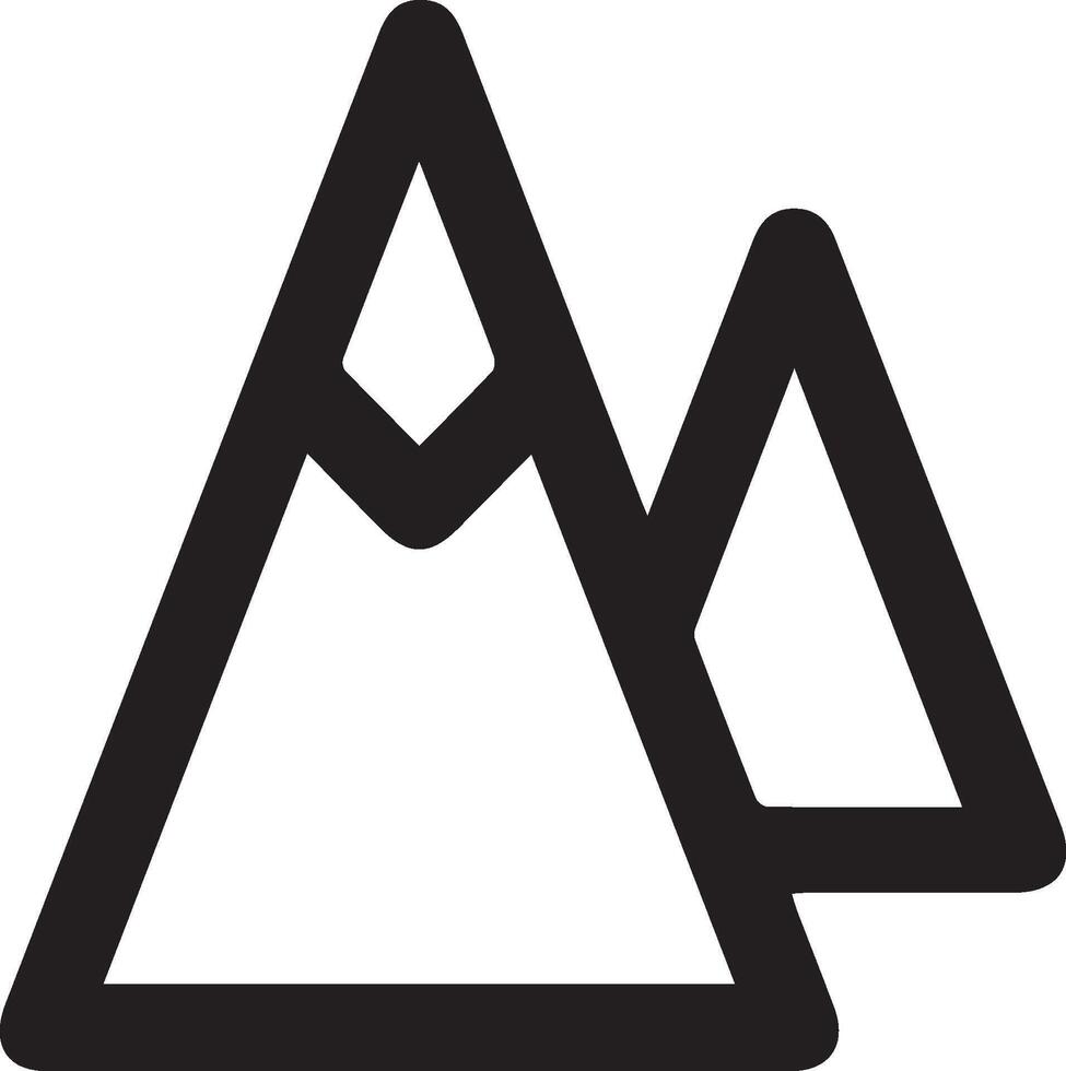 A black and white mountain icon illustration vector