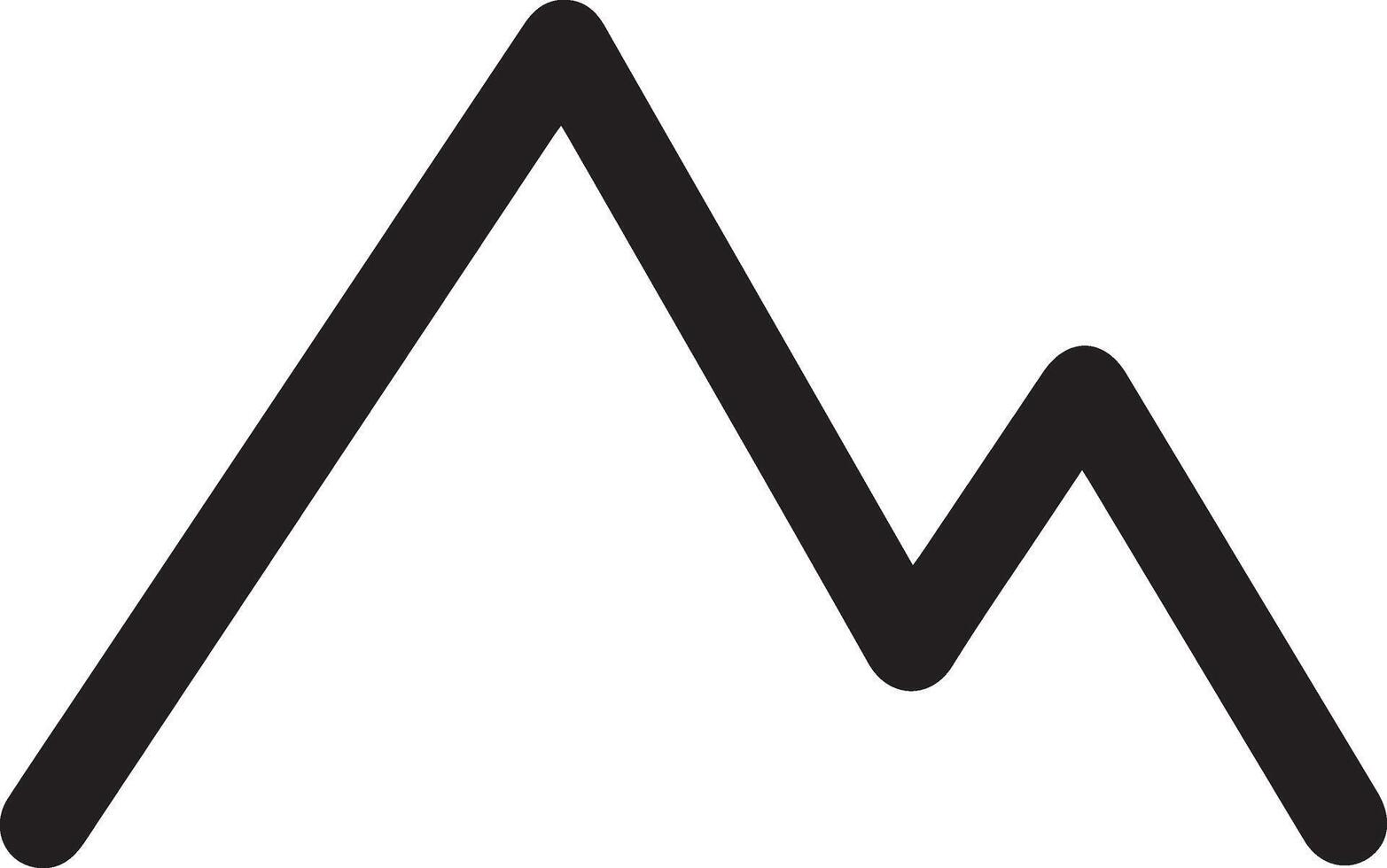 A simple black and white logo of a mountain vector