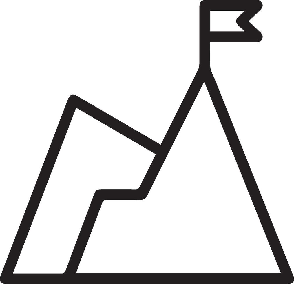 A mountain with a flag on top of it clipart image vector