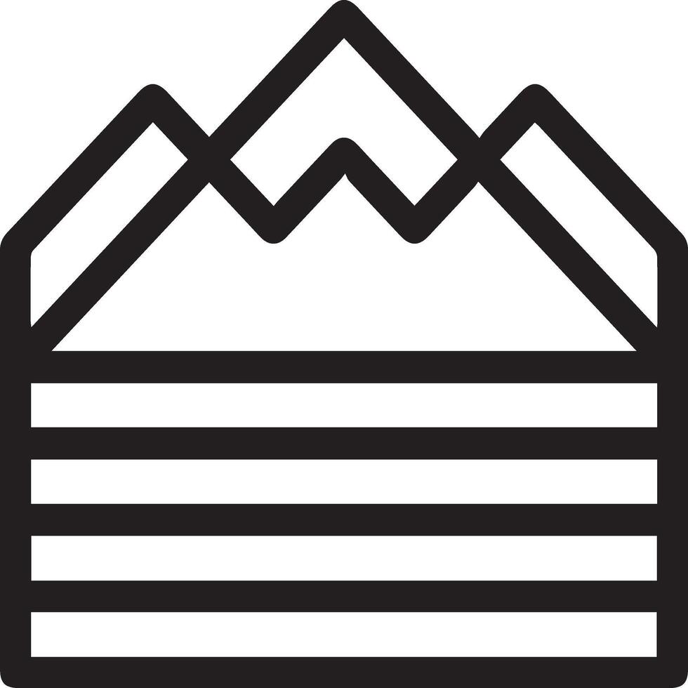 A black and white mountain icon illustration vector