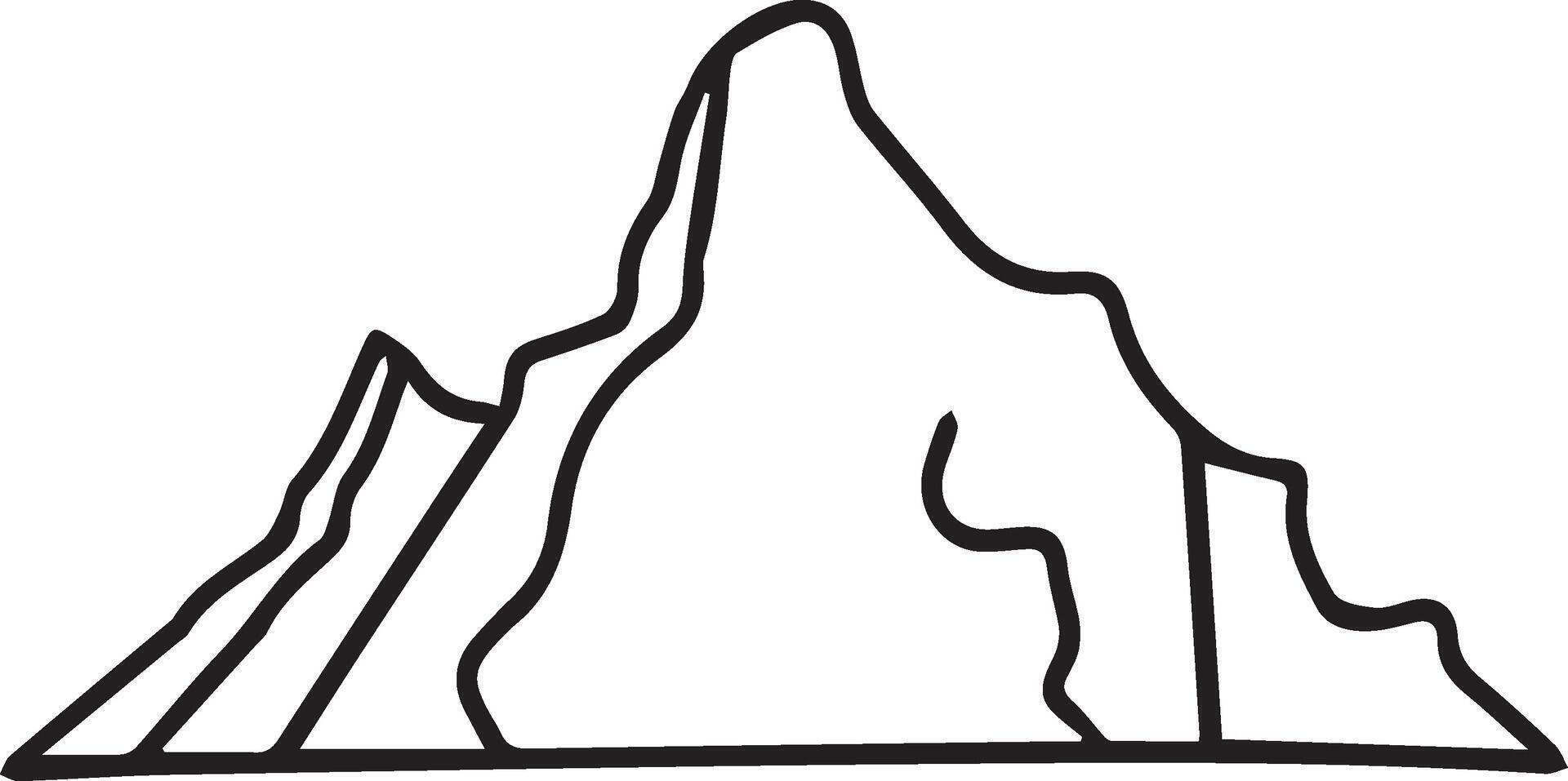 A mountain is drawn in black and white vector