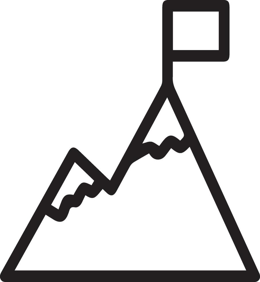 A mountain with a flag on top of it vector