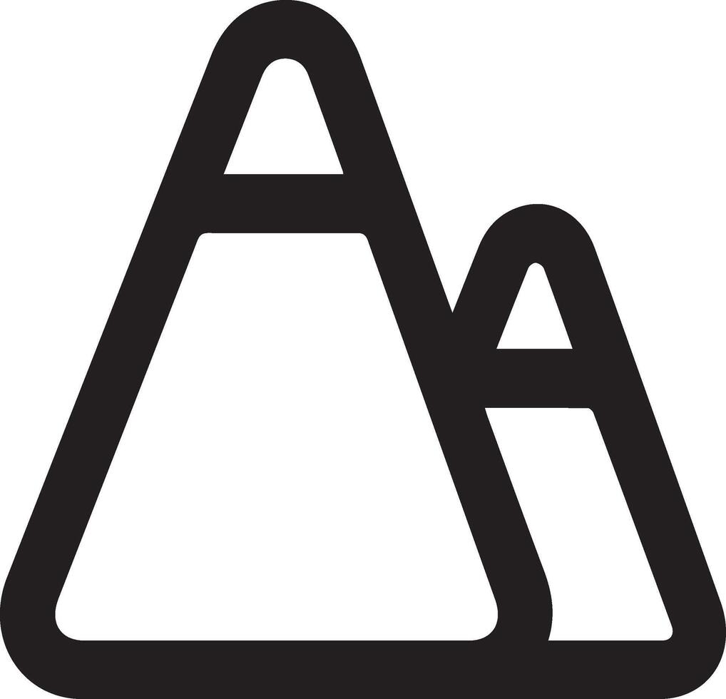 A black and white image of a mountain with a triangle on it vector