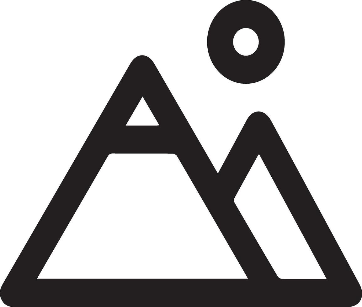 A black and white mountain icon vector