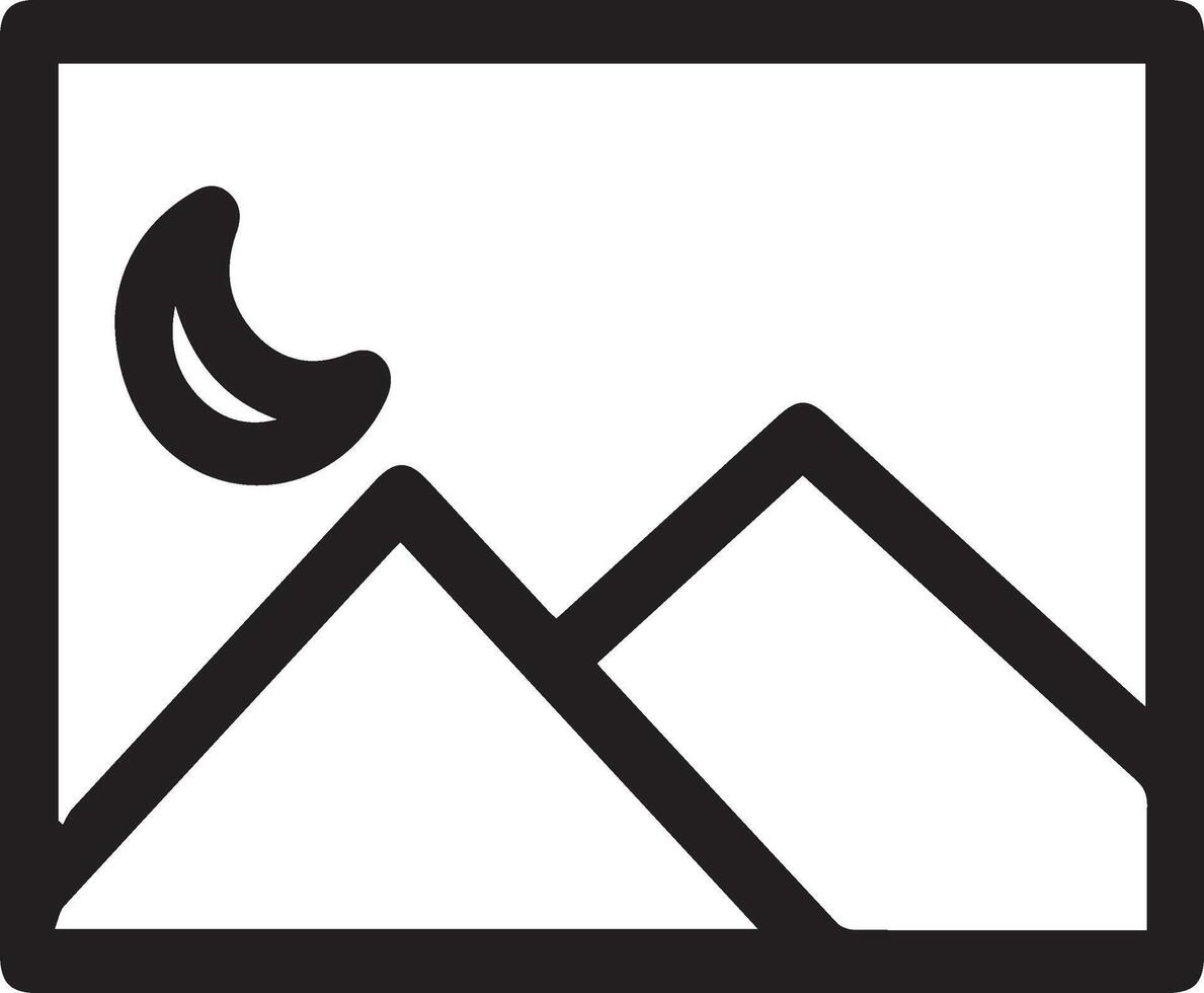 A black and white image of a mountain and moon vector