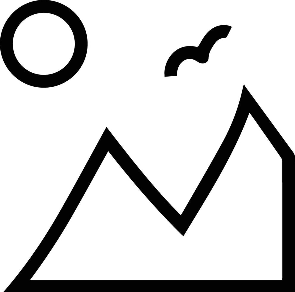 A mountain with a bird flying above it clipart illustration vector