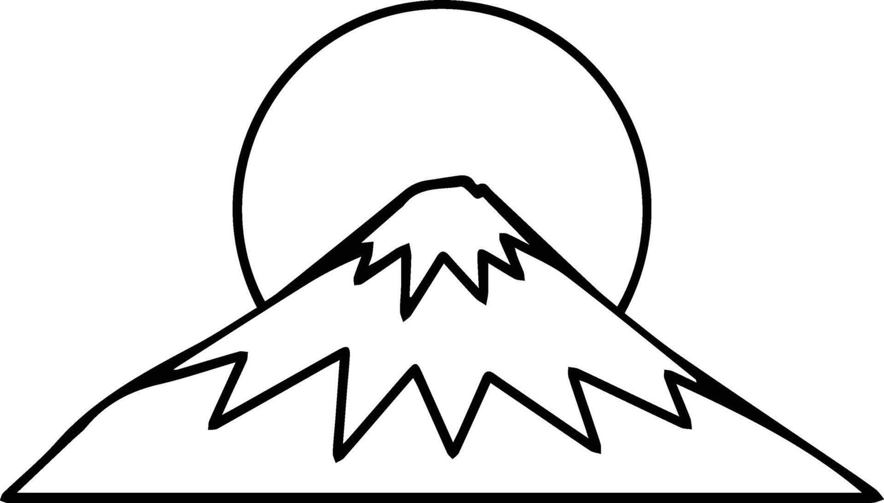 A mountain with a sun in the middle coloring page icon illustration vector