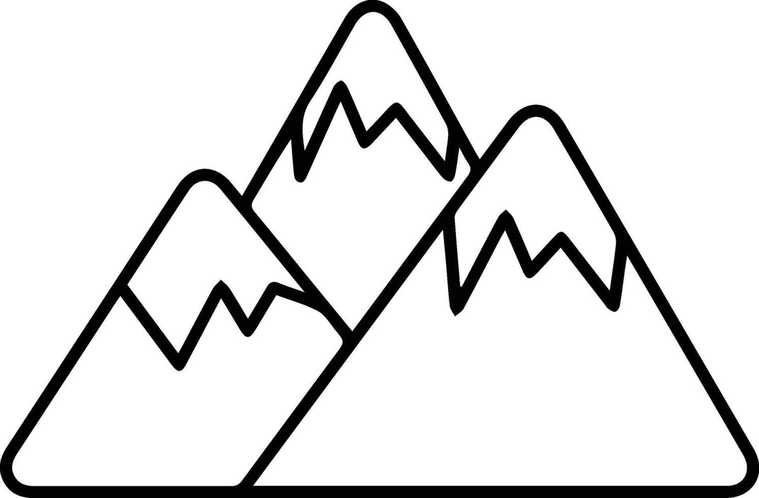 Mountain clipart icon illustration black and white vector