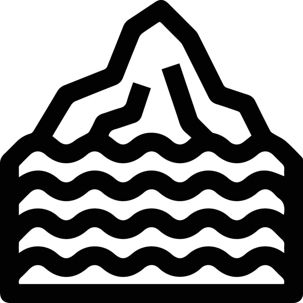 A black and white icon of a mountain with waves vector