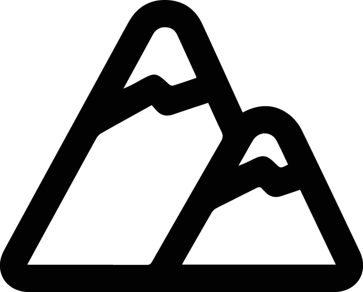 A black and white mountain icon illustration vector