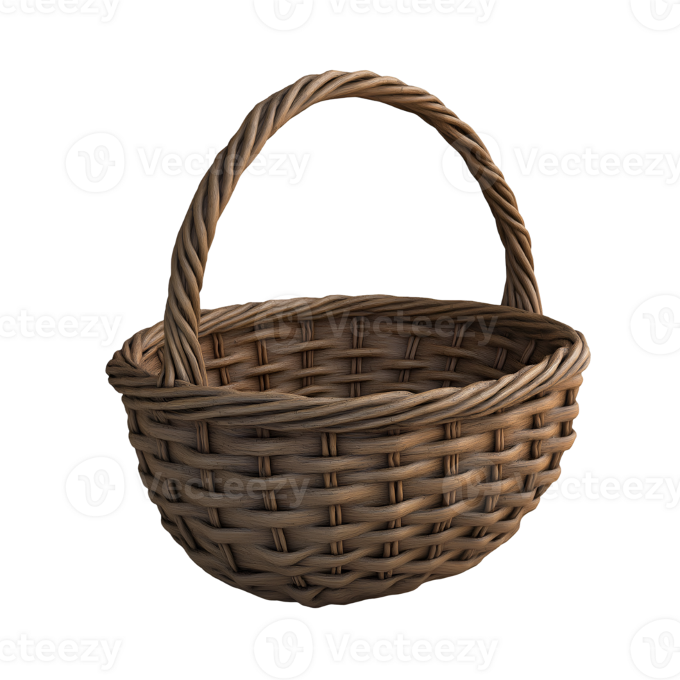 Rustic Wicker Basket, Isolated on Transparent Background, High-Resolution Stock Image png