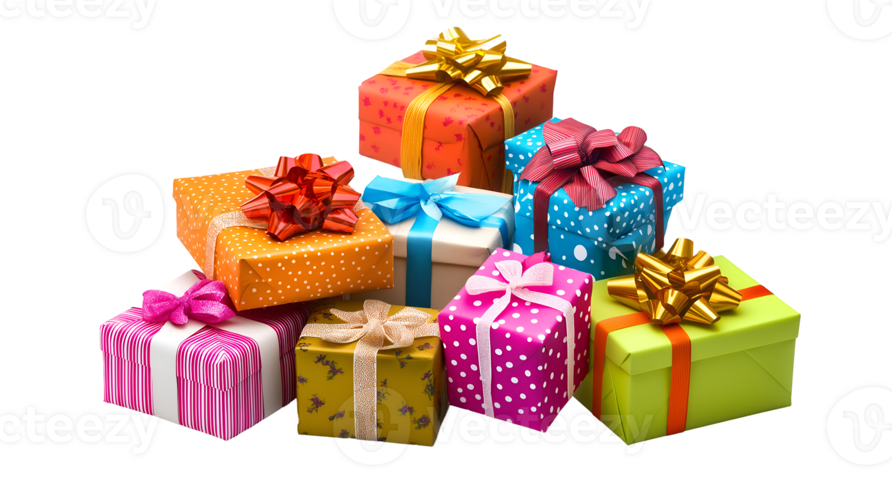 A Colorful Collection of Wrapped Gifts Perfect for Festive Occasions png
