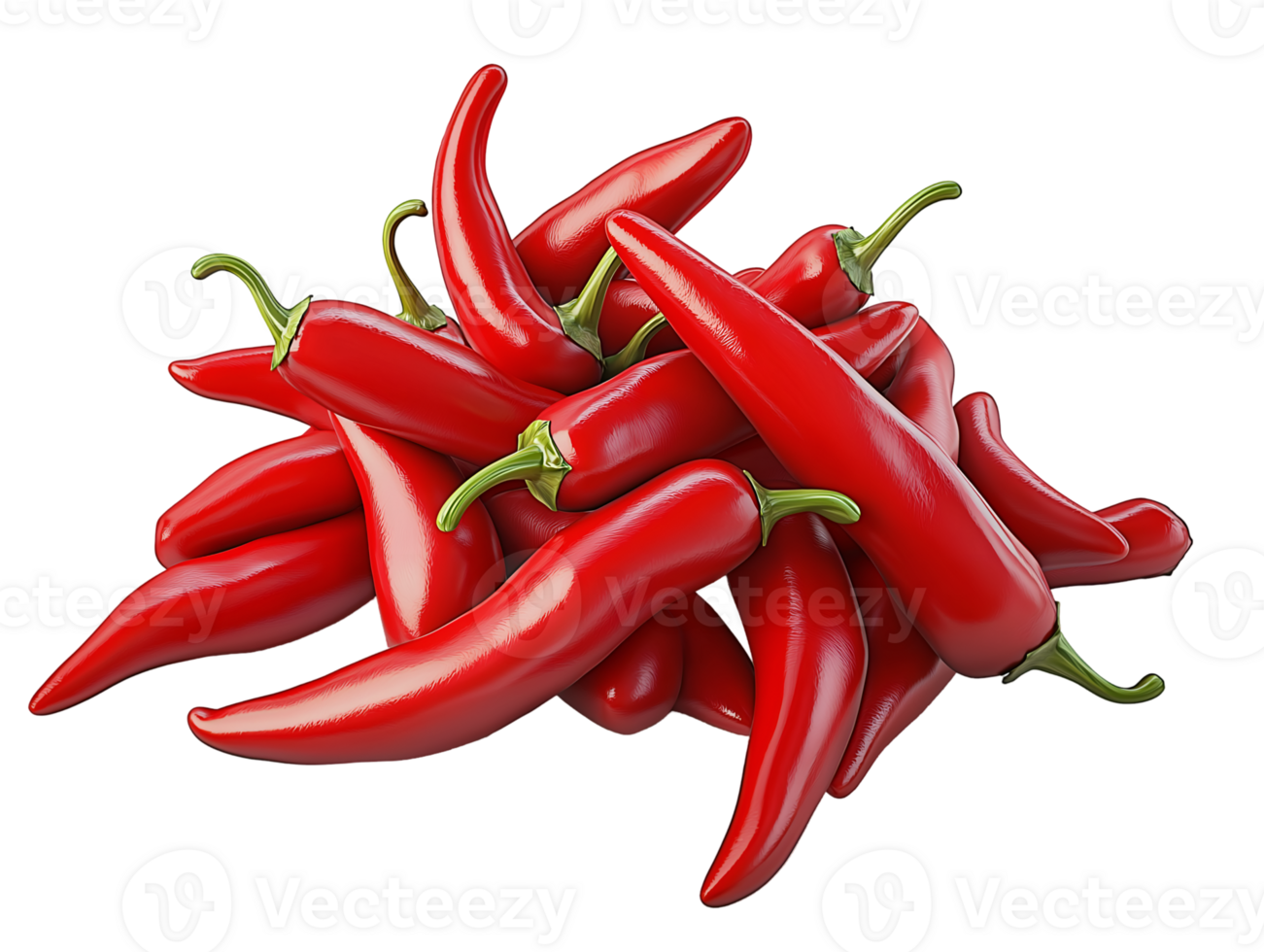 A Pile of Vibrant Red Chili Peppers, Isolated on Transparent Background, High-Resolution Stock Image png